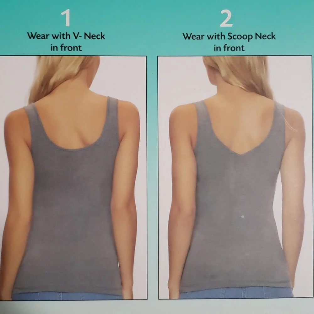4 Pack Felina, Ladies Reversible Tank, Converts to V-Neck or Scoop Neck. - Picture 3 of 7